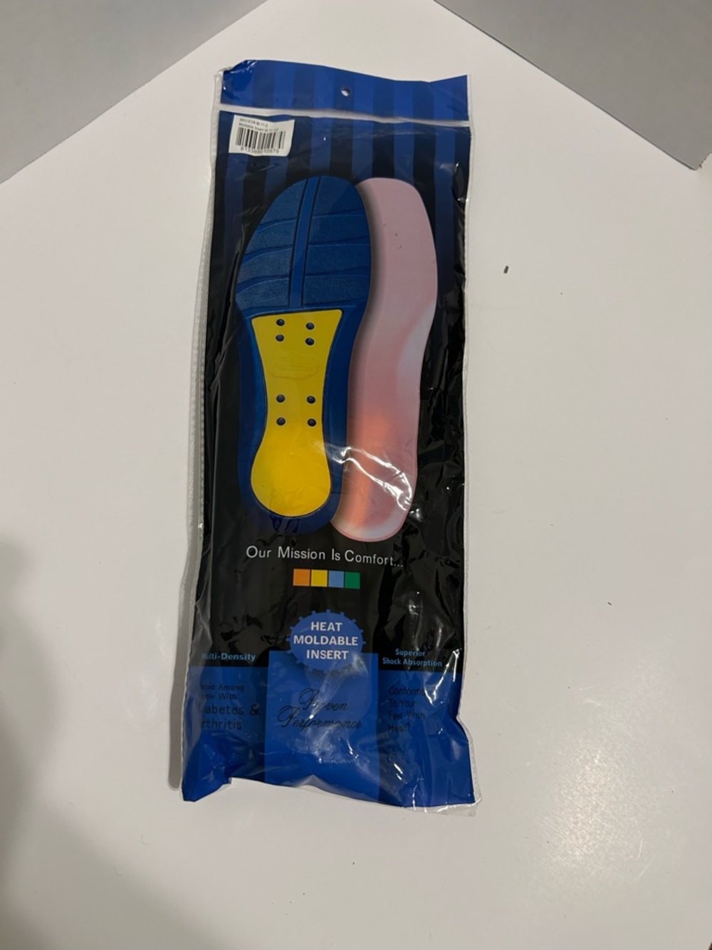 Diabetic Heat Moldable Comfort Insoles - Blue & Yellow - Support